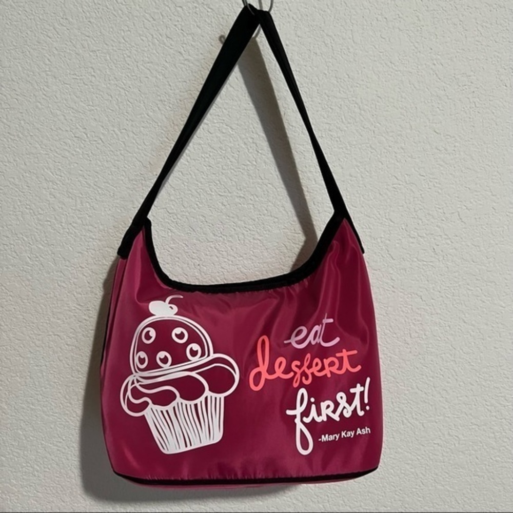 Lunch Tote  Insulated Graphic Eat Dessert First Pink & Black